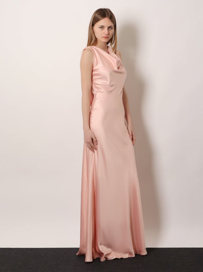 dress long satin pink by Selfnex