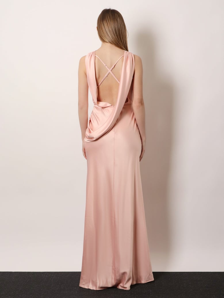dress long satin pink by Selfnex