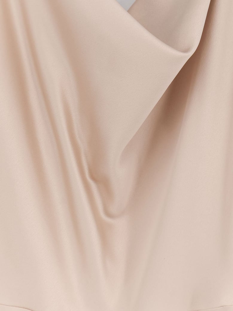 beige satin dress by Selfnex