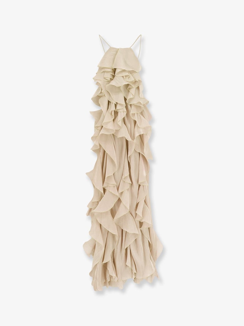 long ruffled dress pink by Selfnex
