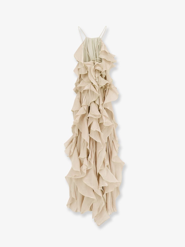 long ruffled dress pink by Selfnex