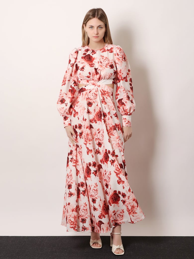long dress linen-cotton red by Selfnex