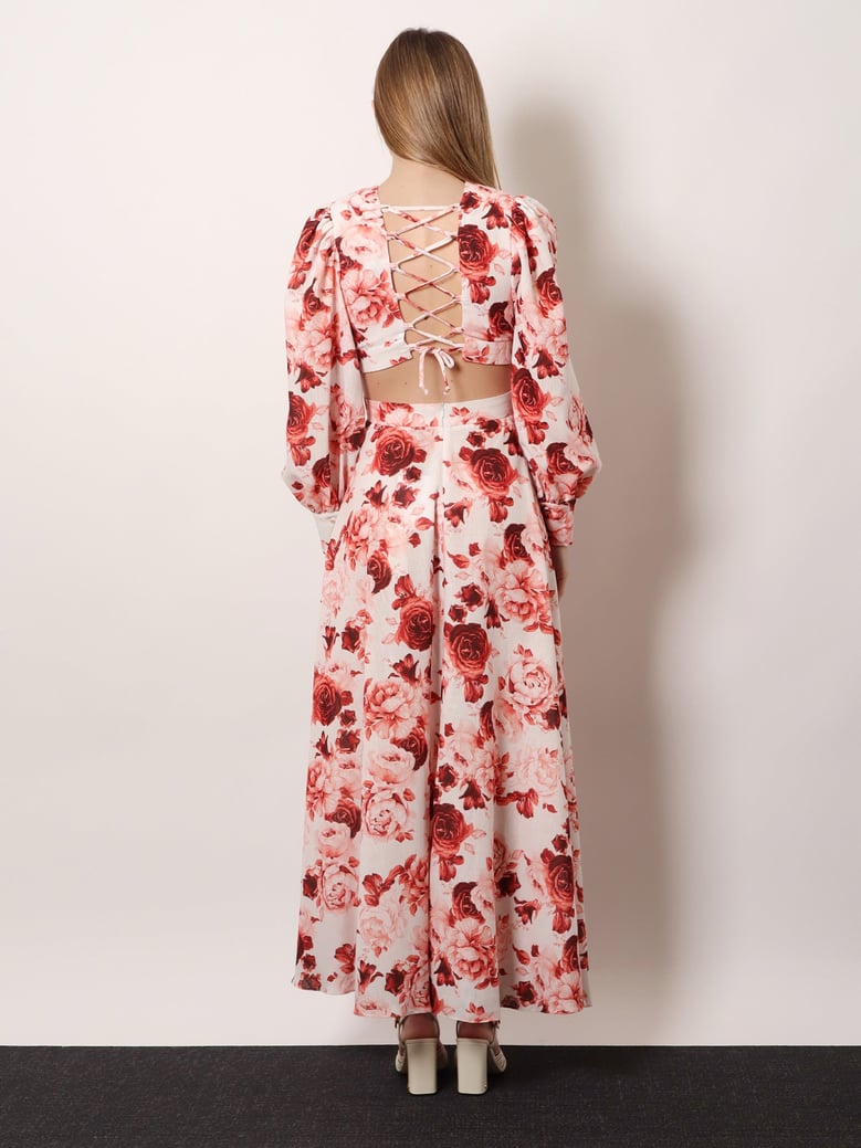 long dress linen-cotton red by Selfnex