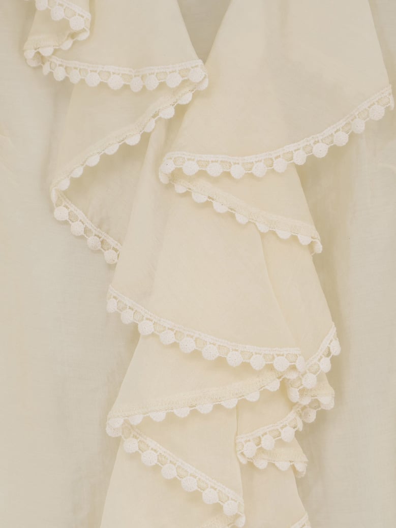 shirt with ruffles beige by Selfnex