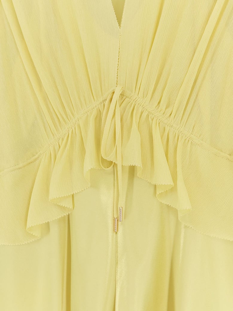 satin long dress yellow by Selfnex