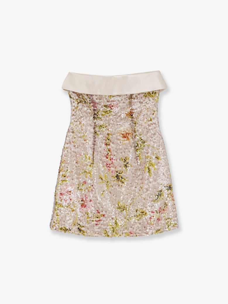 mini dress sequin embroidery beige by Selfnex