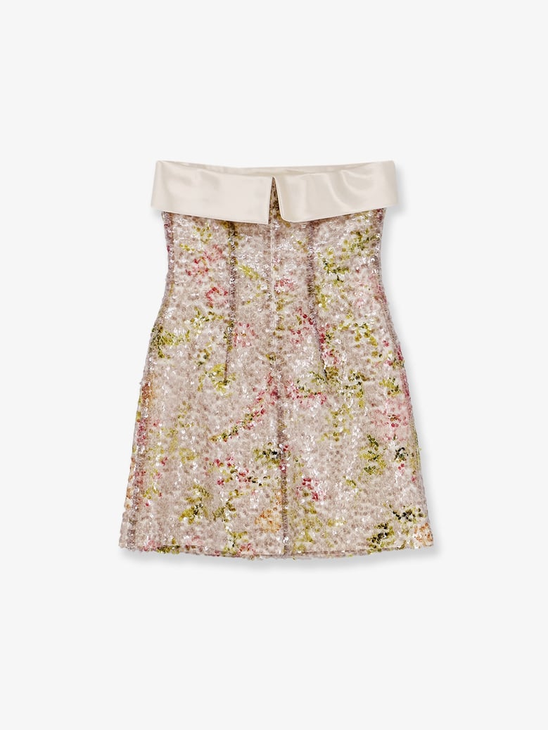 mini dress sequin embroidery beige by Selfnex