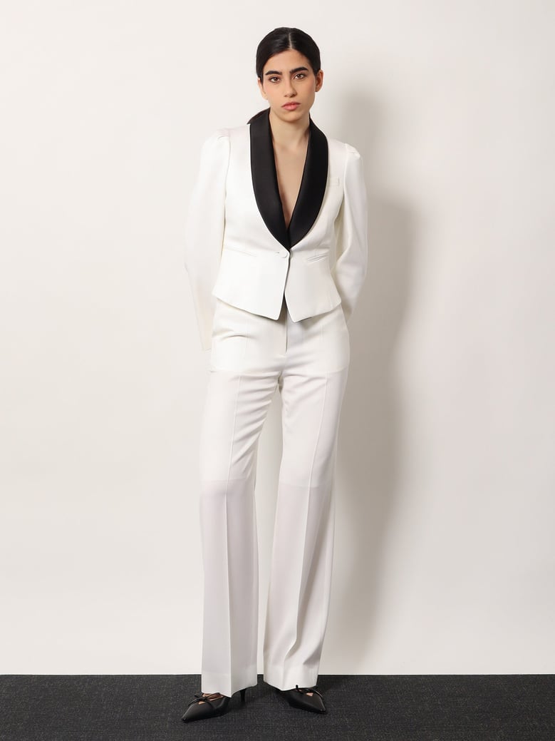 wool blazer with satin lapel by Selfnex