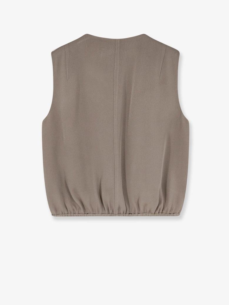 satin v-neck top green by Selfnex