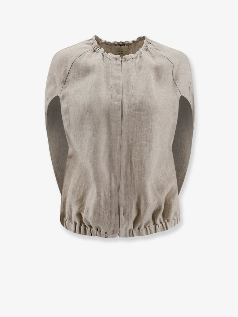 sleeveless linen jacket beige by Selfnex