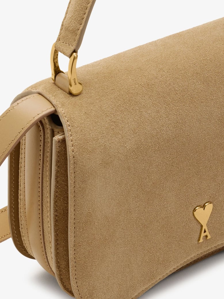 suede crossbody bag with metal logo by Selfnex