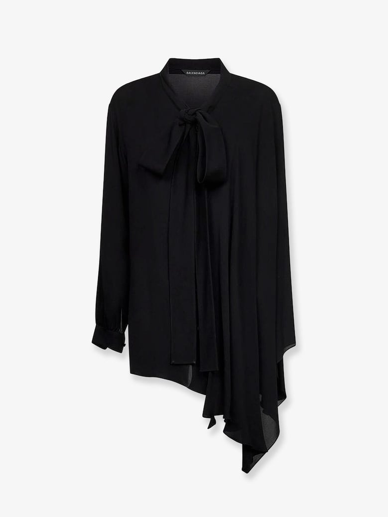 silk bow-tie shirt black by Selfnex