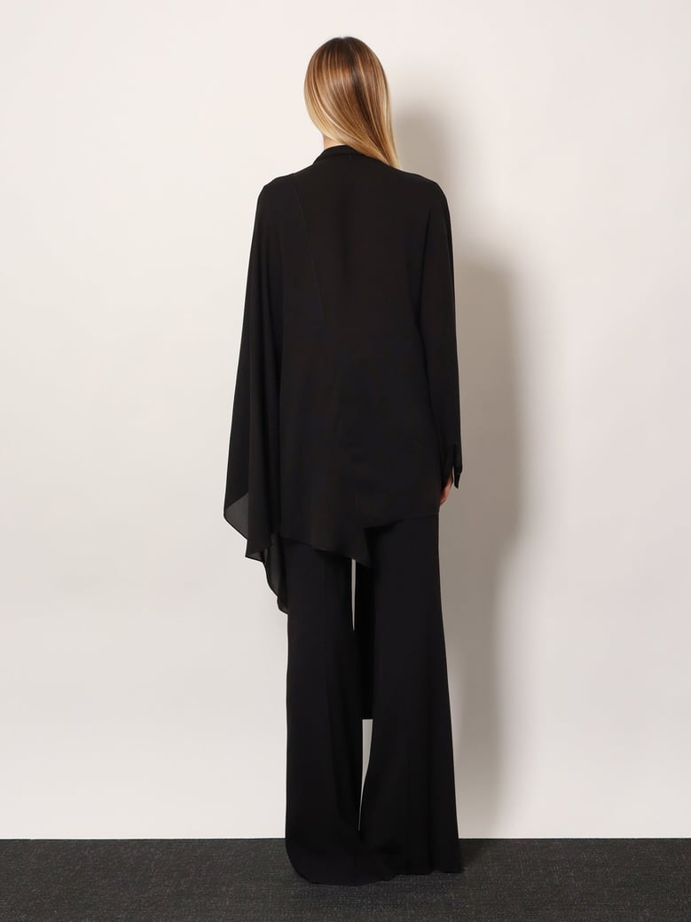 silk bow-tie shirt black by Selfnex