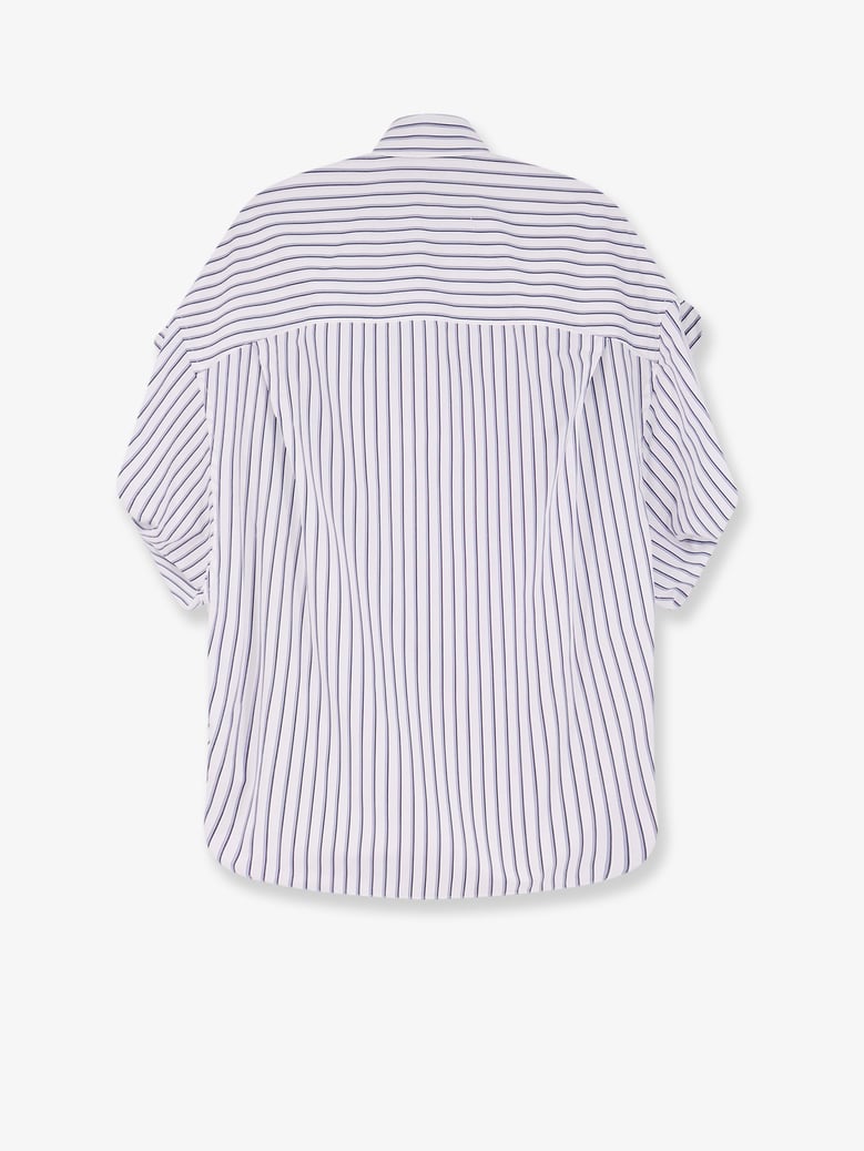 tucked sleeve striped cotton shirt by Selfnex