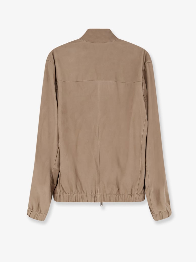 beige leather jacket by Selfnex
