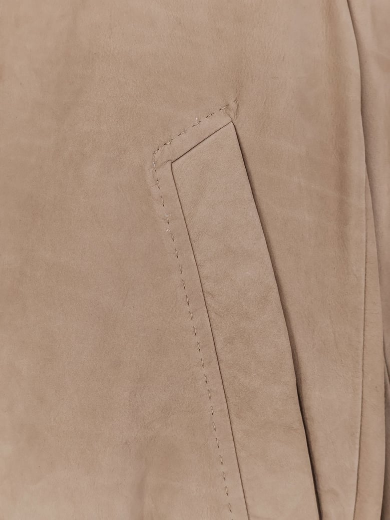beige leather jacket by Selfnex