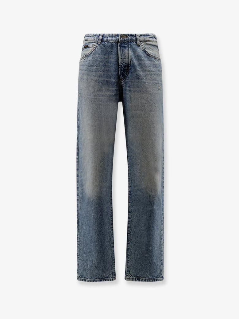 cotton jeans with back suede logo patch by Selfnex