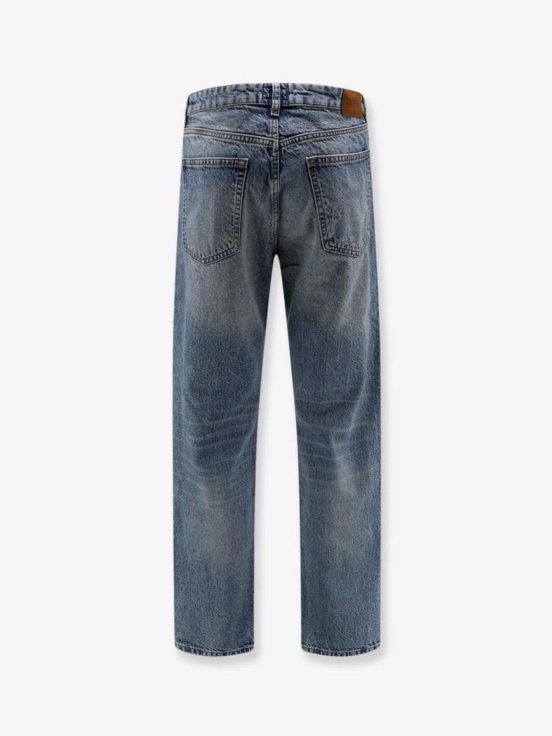 cotton jeans with back suede logo patch by Selfnex