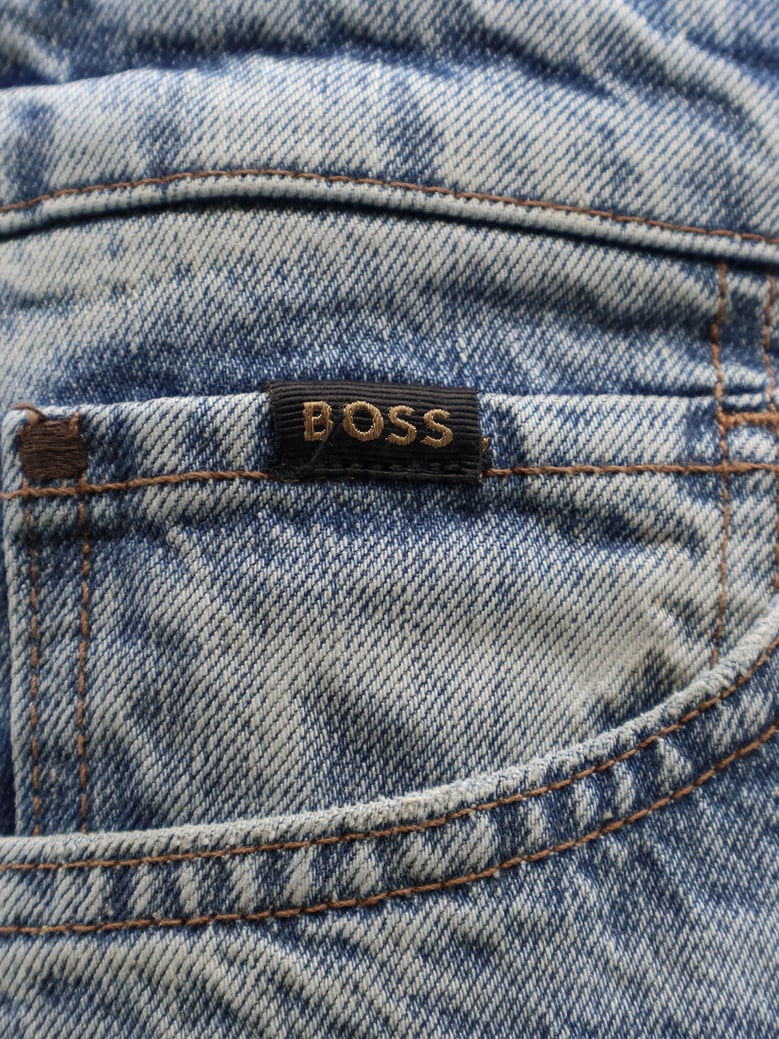 cotton jeans with back suede logo patch by Selfnex