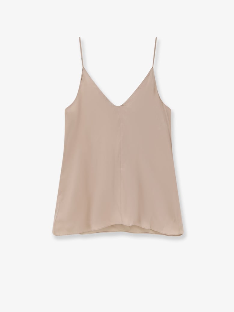 stretch silk top beige by Selfnex