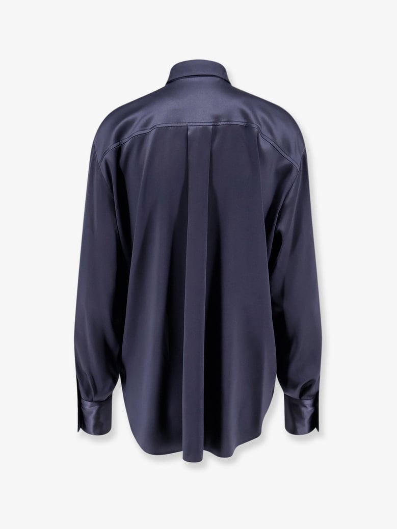 silk shirt with monili detail blue by Selfnex