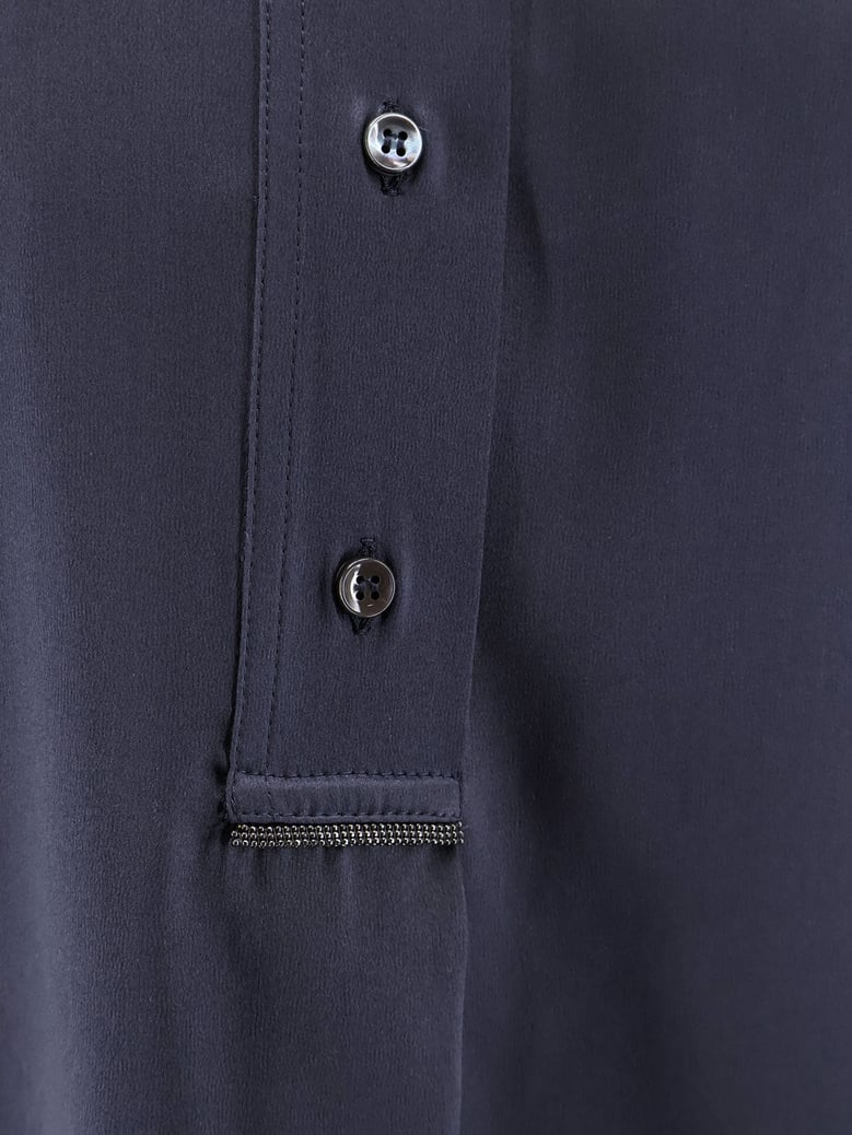 silk shirt with monili detail blue by Selfnex