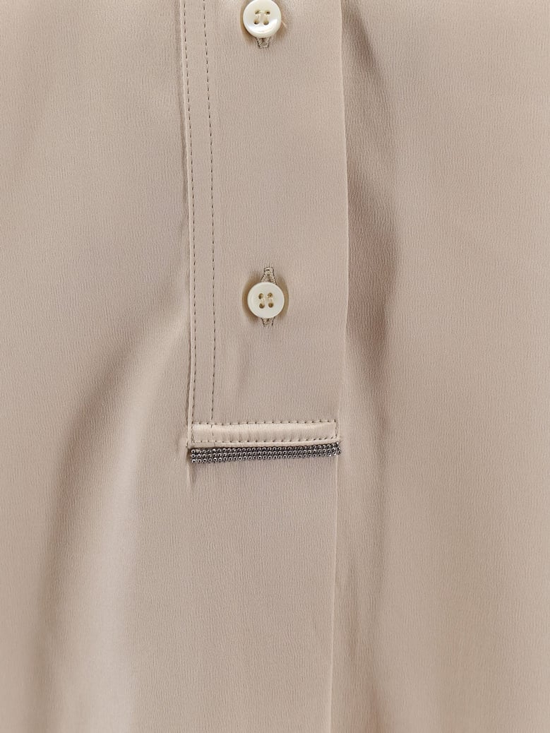 silk shirt with monili detail, beige by Selfnex