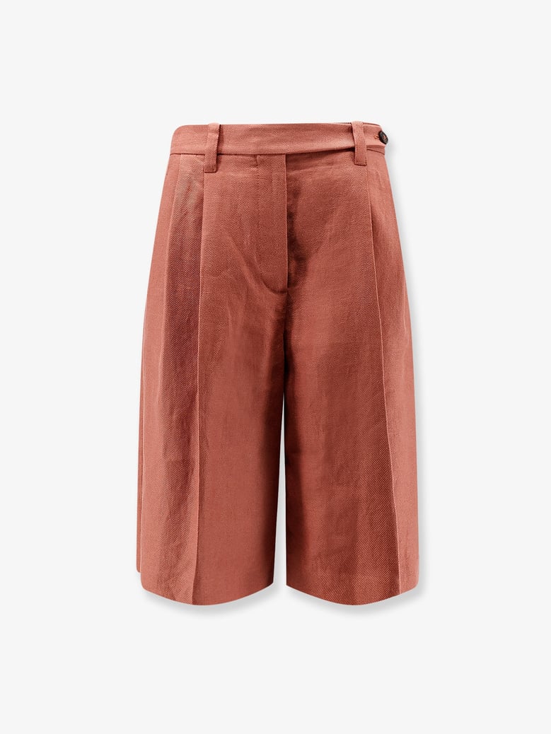 shorts with monili detail orange linen by Selfnex