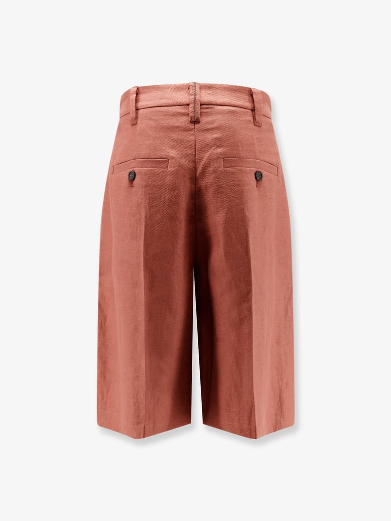 shorts with monili detail orange linen by Selfnex