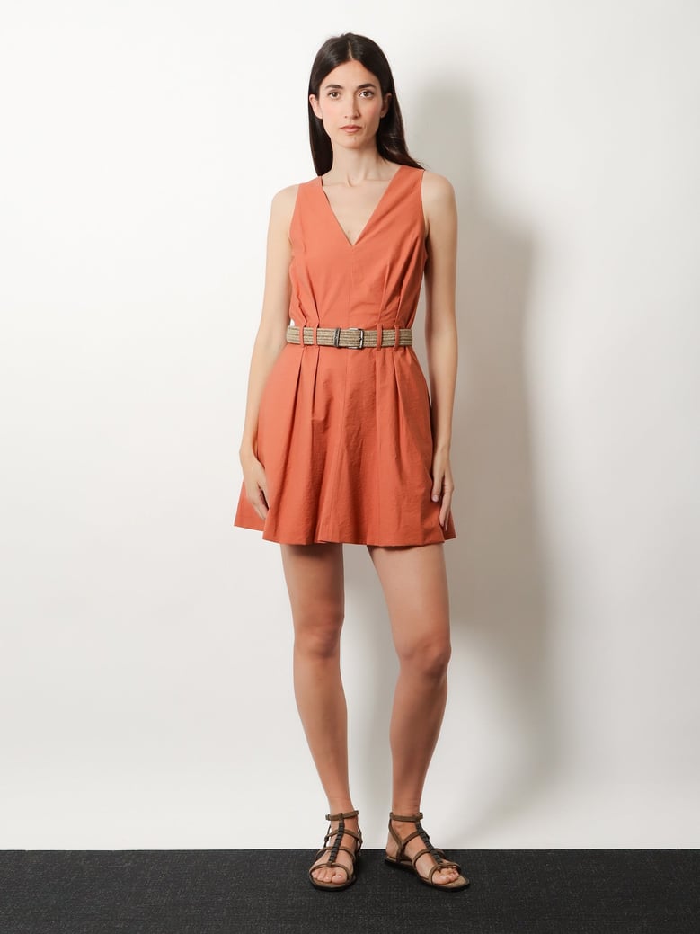 mini dress with belt orange by Selfnex