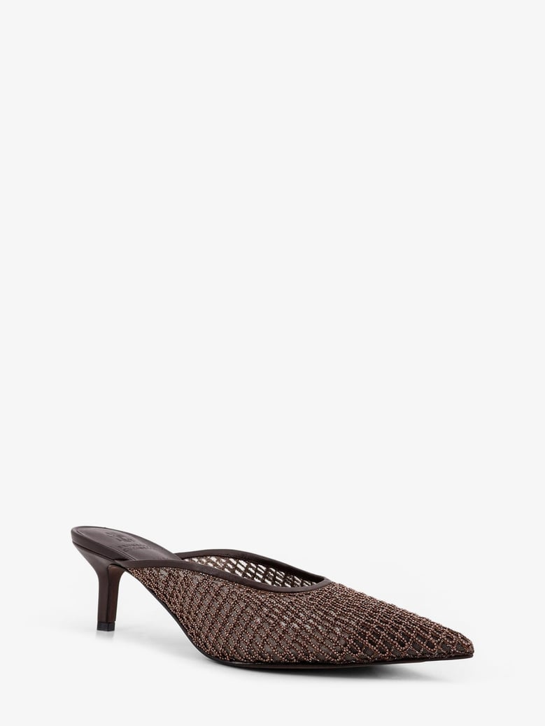 leather sandals with monili detail — brown by Selfnex