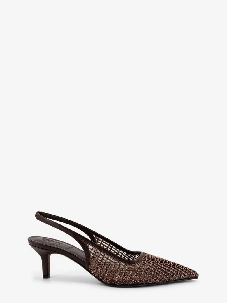 leather décolleté with net detail brown by Selfnex