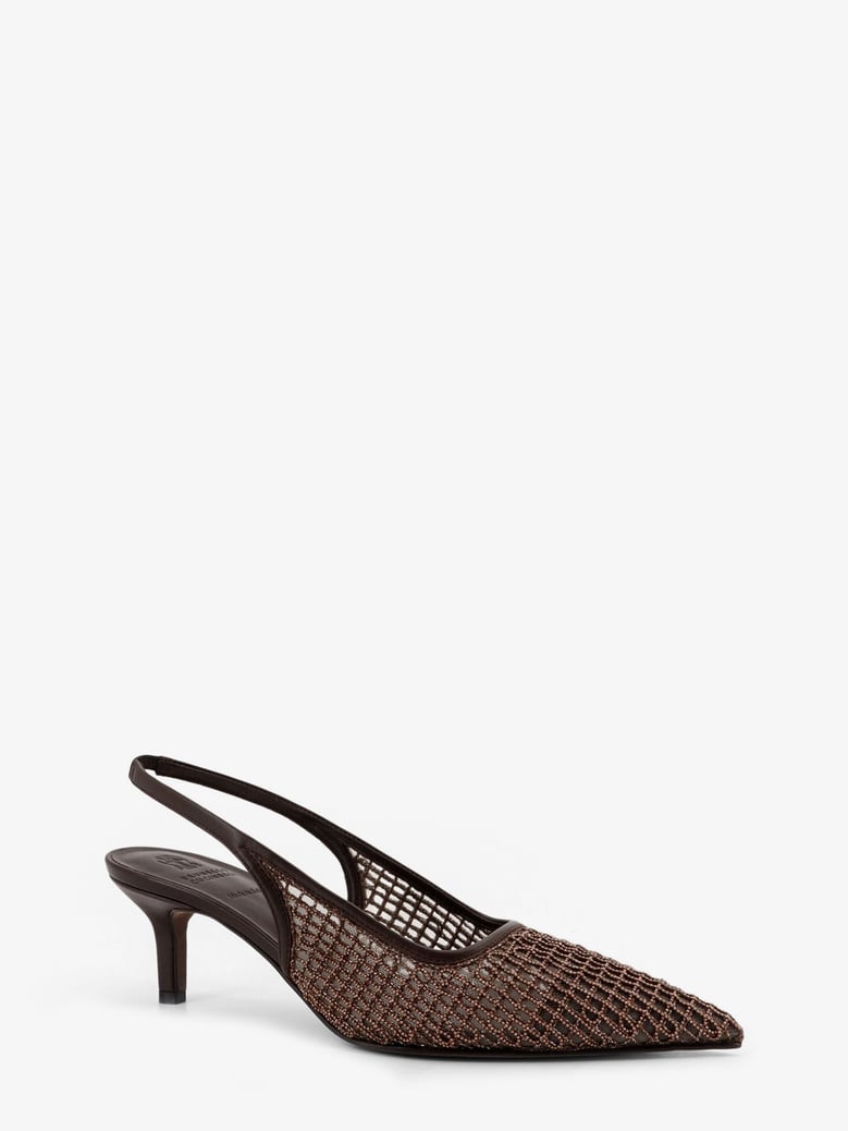 leather décolleté with net detail brown by Selfnex