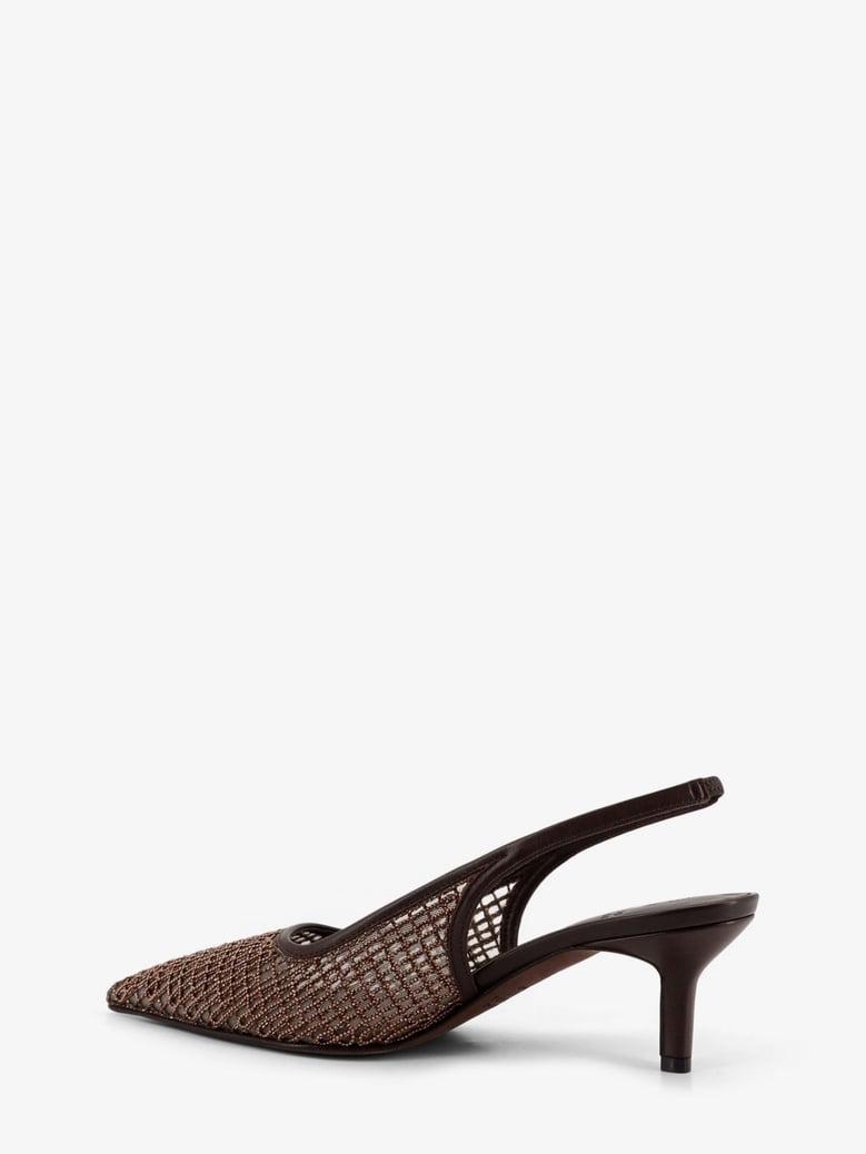 leather décolleté with net detail brown by Selfnex