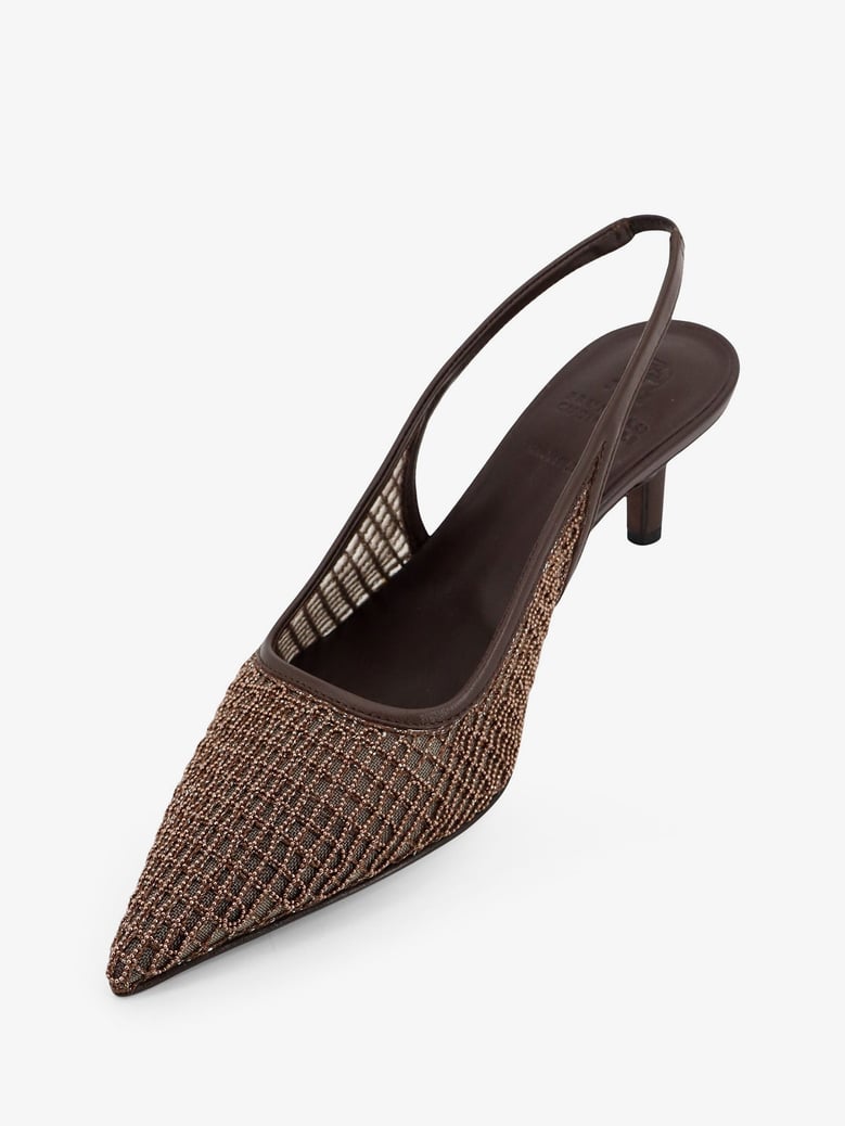 leather décolleté with net detail brown by Selfnex