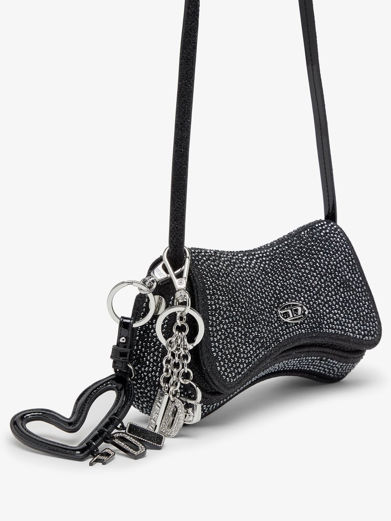 crossbody bag with rhinestones black by Selfnex