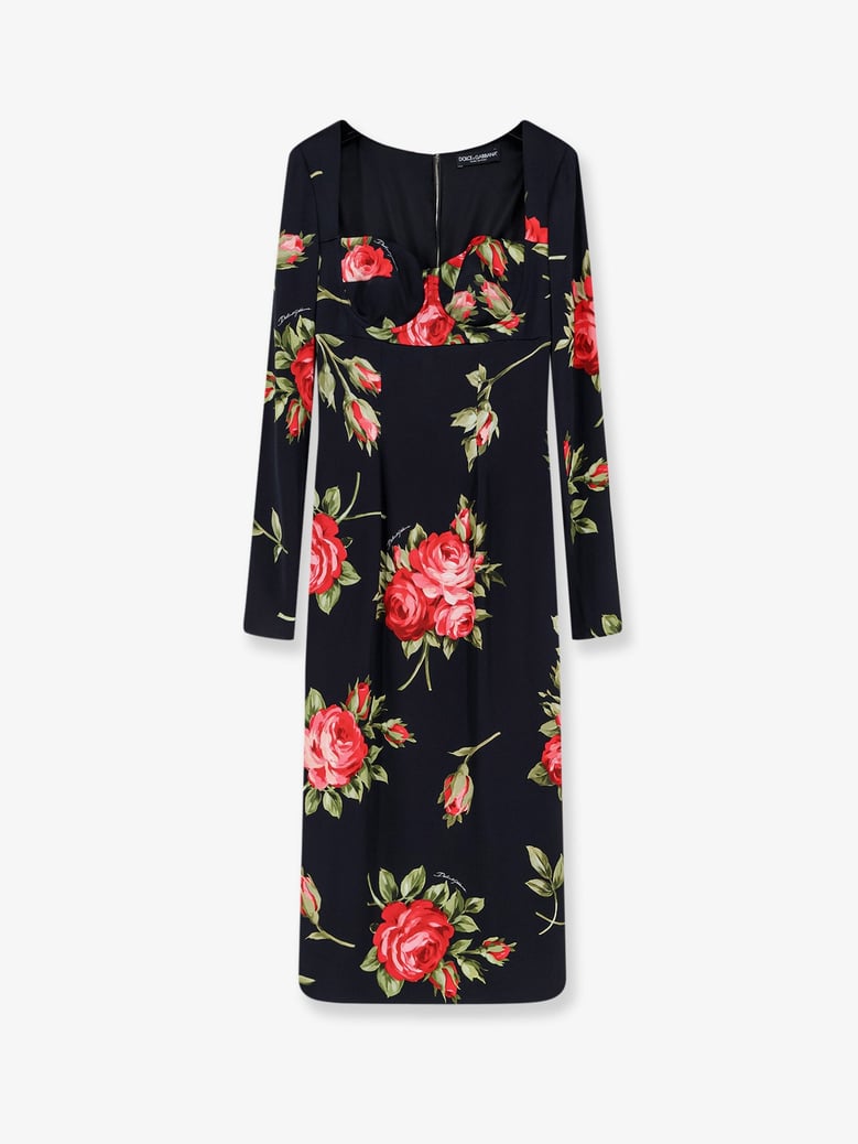 dress viscose rose print black by Selfnex