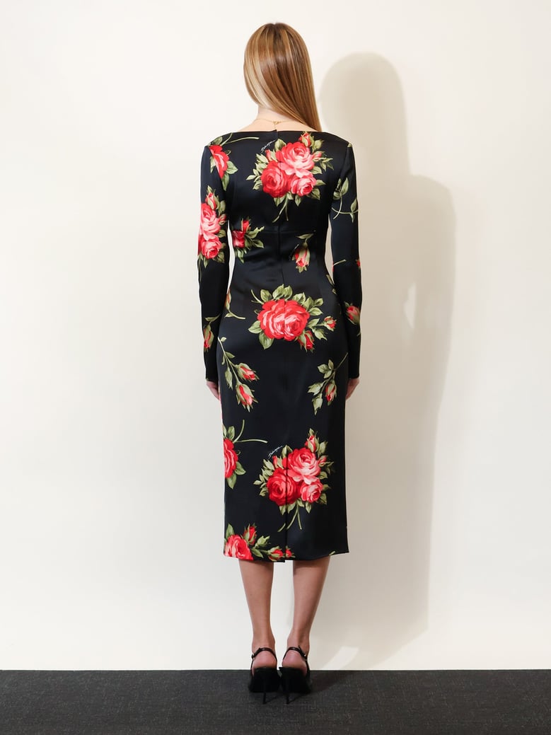 dress viscose rose print black by Selfnex