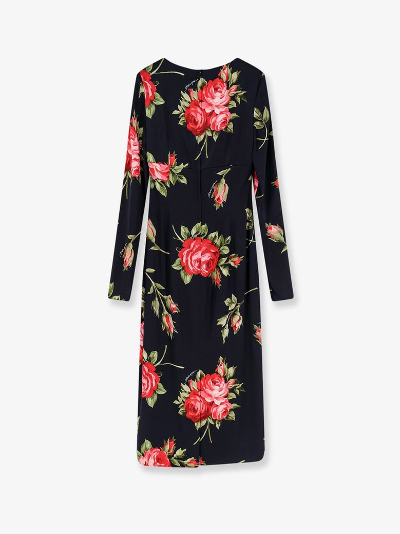 dress viscose rose print black by Selfnex