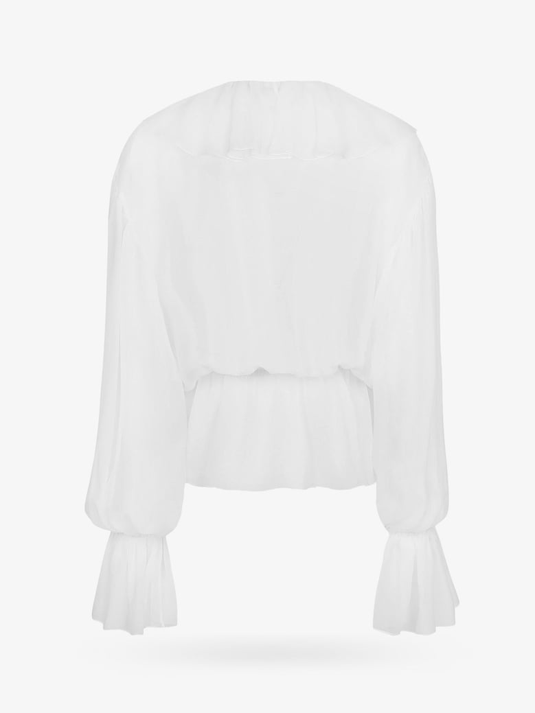 silk shirt with ruches white by Selfnex