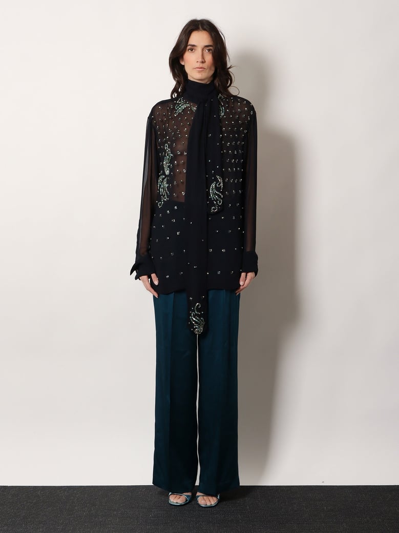 viscose shirt with rhinestones — blue by Selfnex