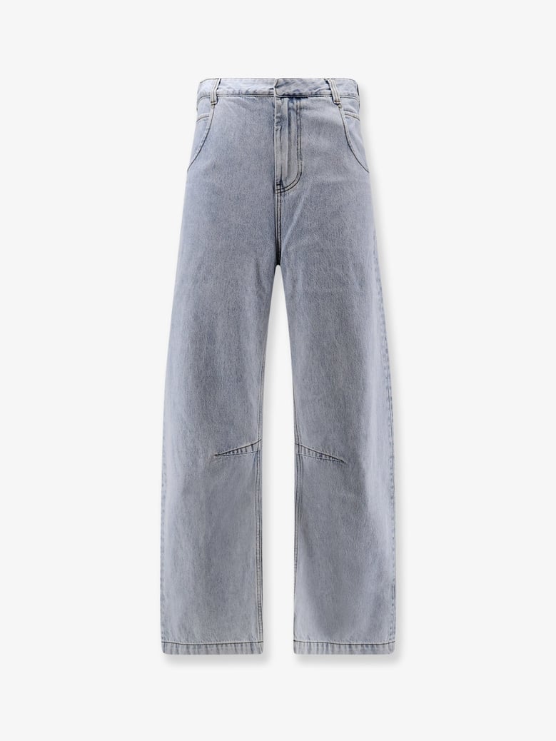 cotton jeans with back leather logo patch by Selfnex