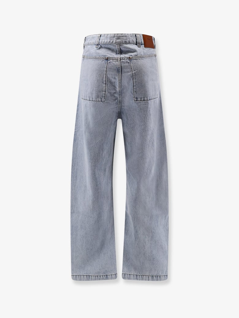 cotton jeans with back leather logo patch by Selfnex