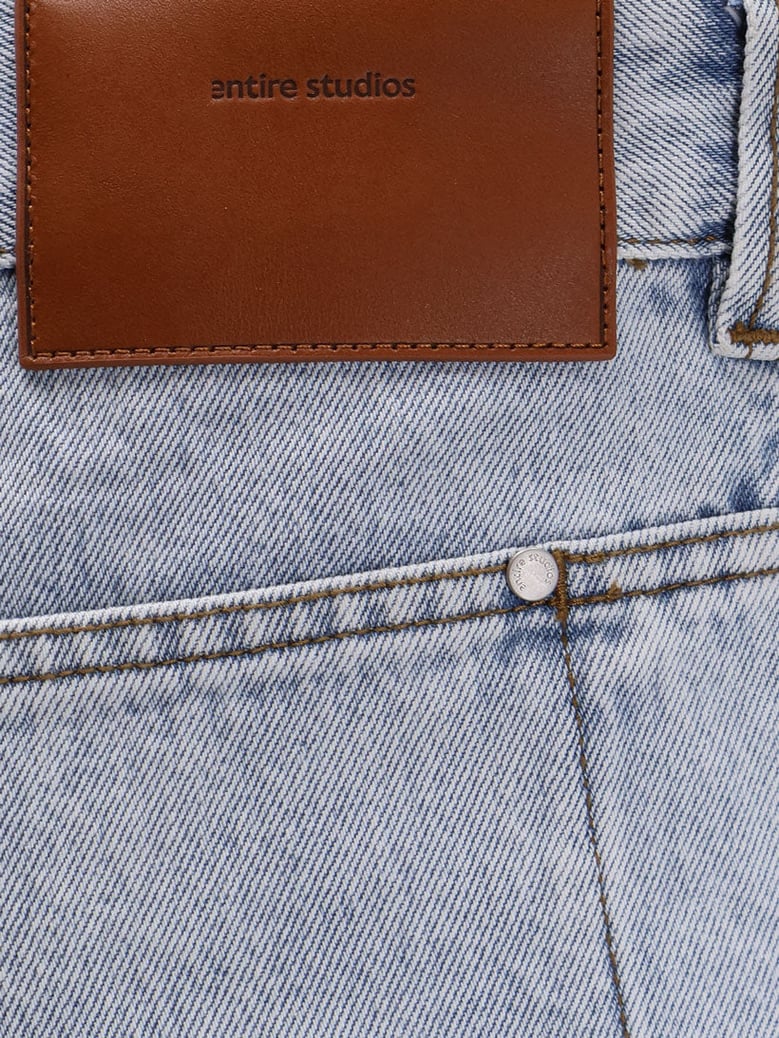 cotton jeans with back leather logo patch by Selfnex