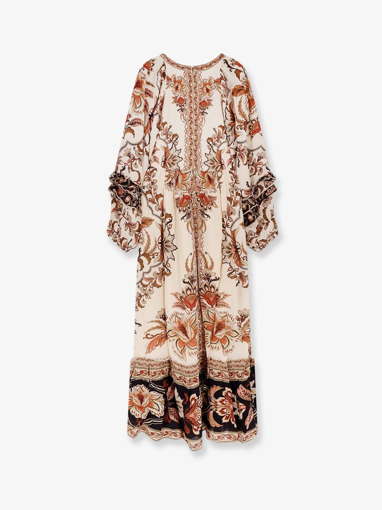 v-neck maxi dress with ruffles by Selfnex