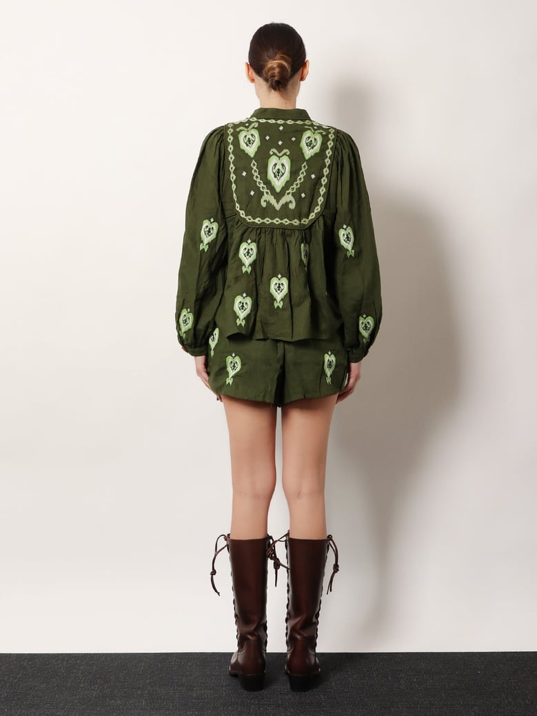embroidered puff sleeve shirt by Selfnex