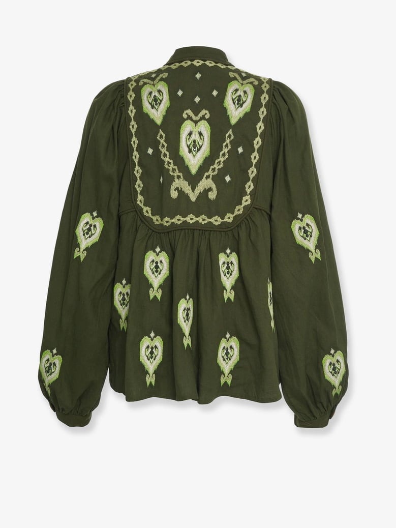 embroidered puff sleeve shirt by Selfnex