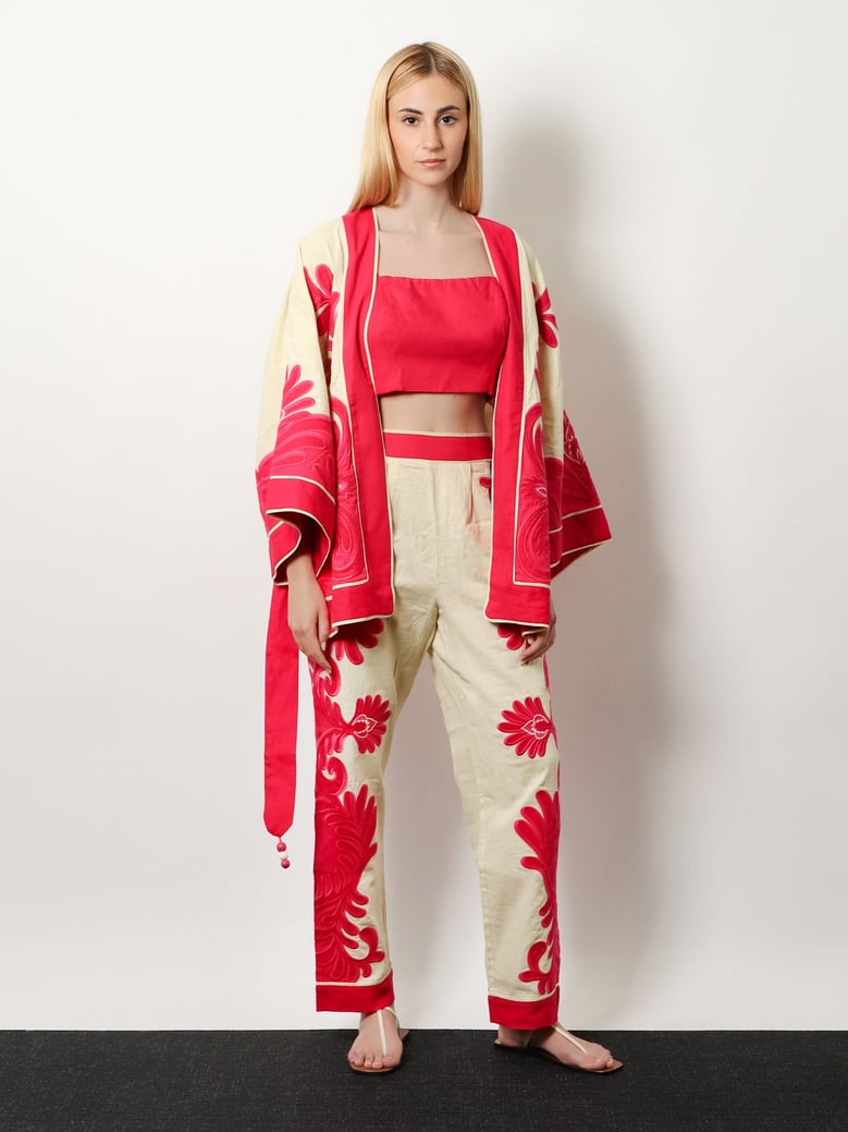 trousers linen-blend pink by Selfnex