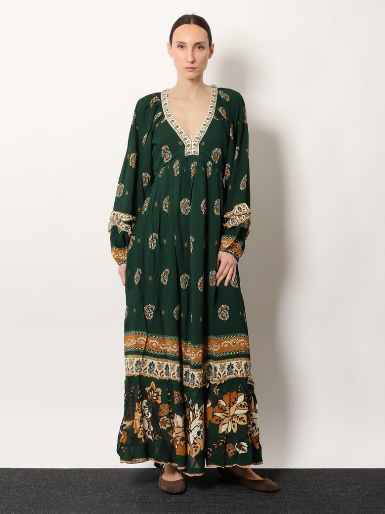 ayla maxi dress with beaded trim by Selfnex