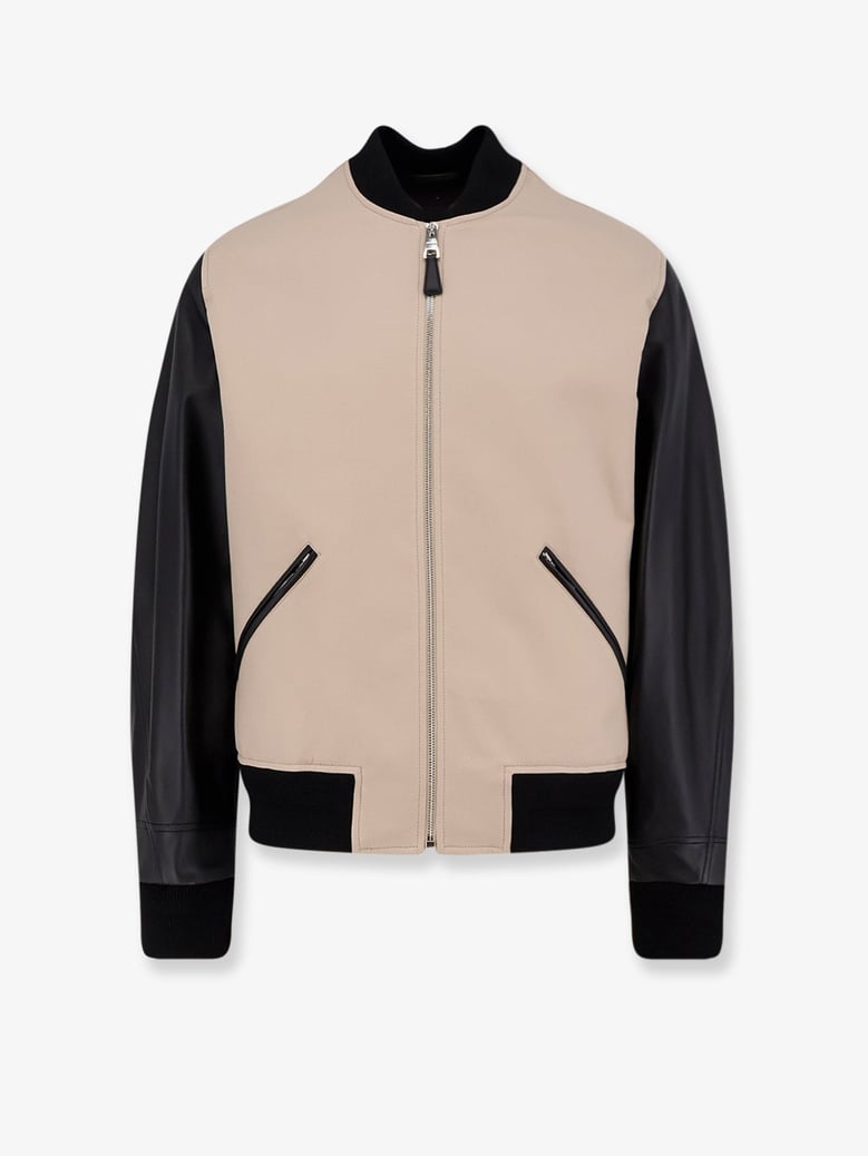 cotton jacket with leather sleeves by Selfnex